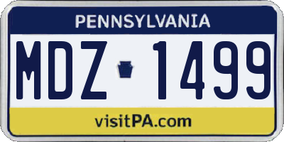 PA license plate MDZ1499