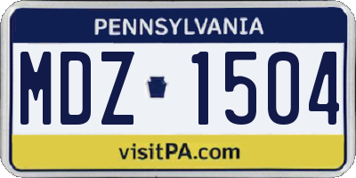 PA license plate MDZ1504