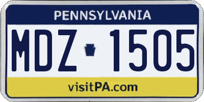 PA license plate MDZ1505