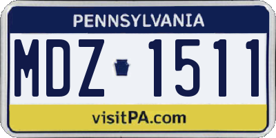 PA license plate MDZ1511