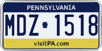 PA license plate MDZ1518