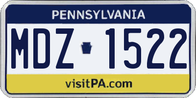 PA license plate MDZ1522