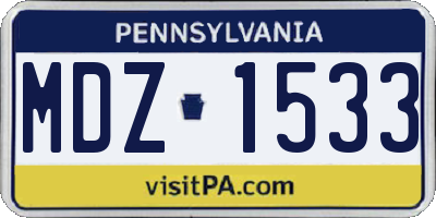 PA license plate MDZ1533