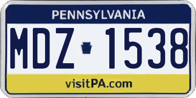 PA license plate MDZ1538