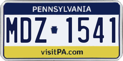 PA license plate MDZ1541