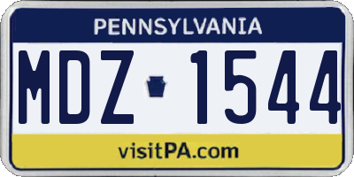 PA license plate MDZ1544
