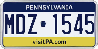 PA license plate MDZ1545