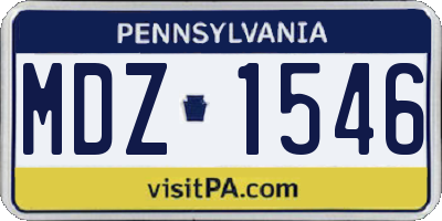 PA license plate MDZ1546
