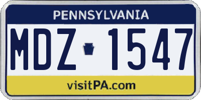 PA license plate MDZ1547
