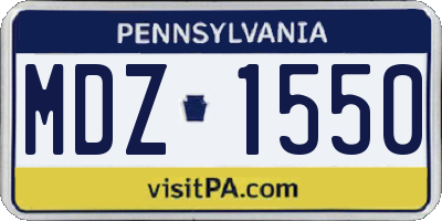 PA license plate MDZ1550