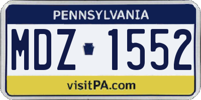 PA license plate MDZ1552