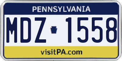 PA license plate MDZ1558