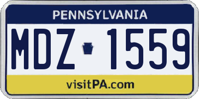 PA license plate MDZ1559