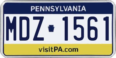 PA license plate MDZ1561