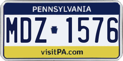 PA license plate MDZ1576