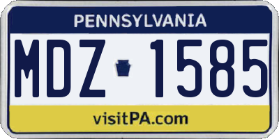 PA license plate MDZ1585
