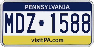 PA license plate MDZ1588