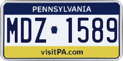 PA license plate MDZ1589