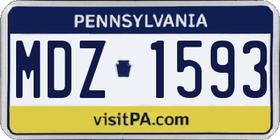 PA license plate MDZ1593