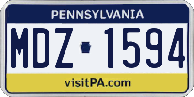 PA license plate MDZ1594