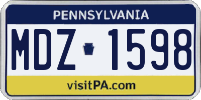 PA license plate MDZ1598