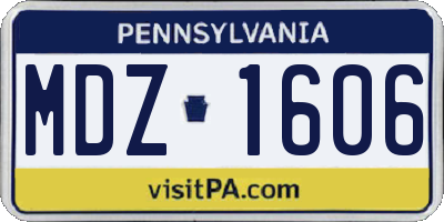 PA license plate MDZ1606