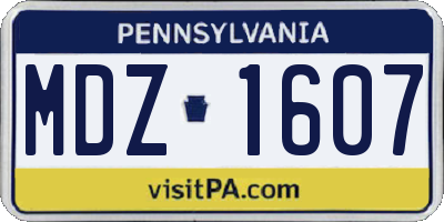 PA license plate MDZ1607