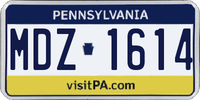 PA license plate MDZ1614