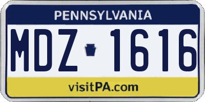 PA license plate MDZ1616
