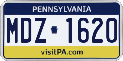 PA license plate MDZ1620