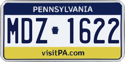 PA license plate MDZ1622