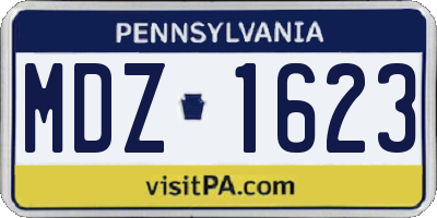 PA license plate MDZ1623