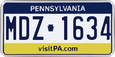 PA license plate MDZ1634