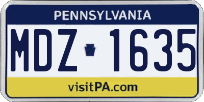 PA license plate MDZ1635