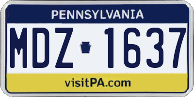 PA license plate MDZ1637