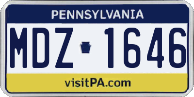 PA license plate MDZ1646