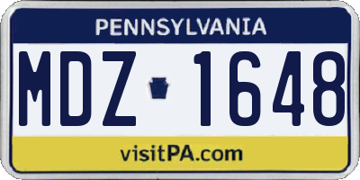 PA license plate MDZ1648