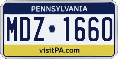 PA license plate MDZ1660