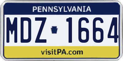 PA license plate MDZ1664