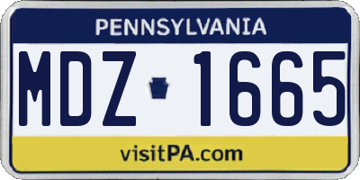 PA license plate MDZ1665