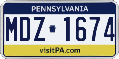 PA license plate MDZ1674