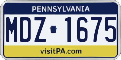 PA license plate MDZ1675