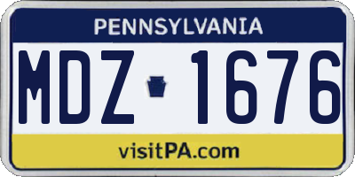 PA license plate MDZ1676
