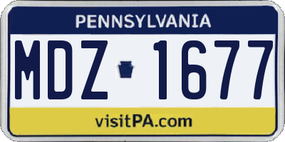 PA license plate MDZ1677