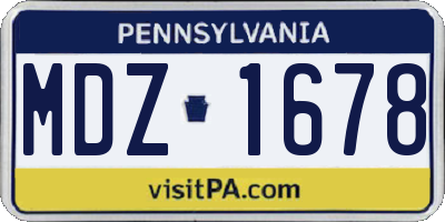 PA license plate MDZ1678
