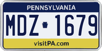 PA license plate MDZ1679