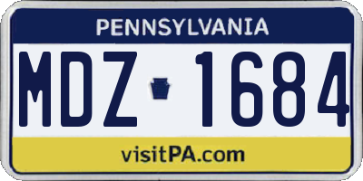 PA license plate MDZ1684
