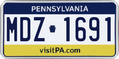 PA license plate MDZ1691