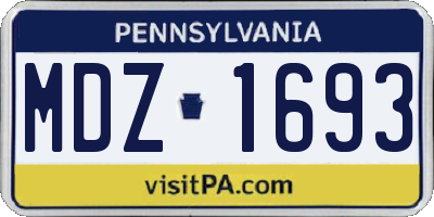 PA license plate MDZ1693