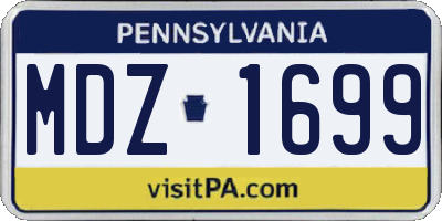 PA license plate MDZ1699